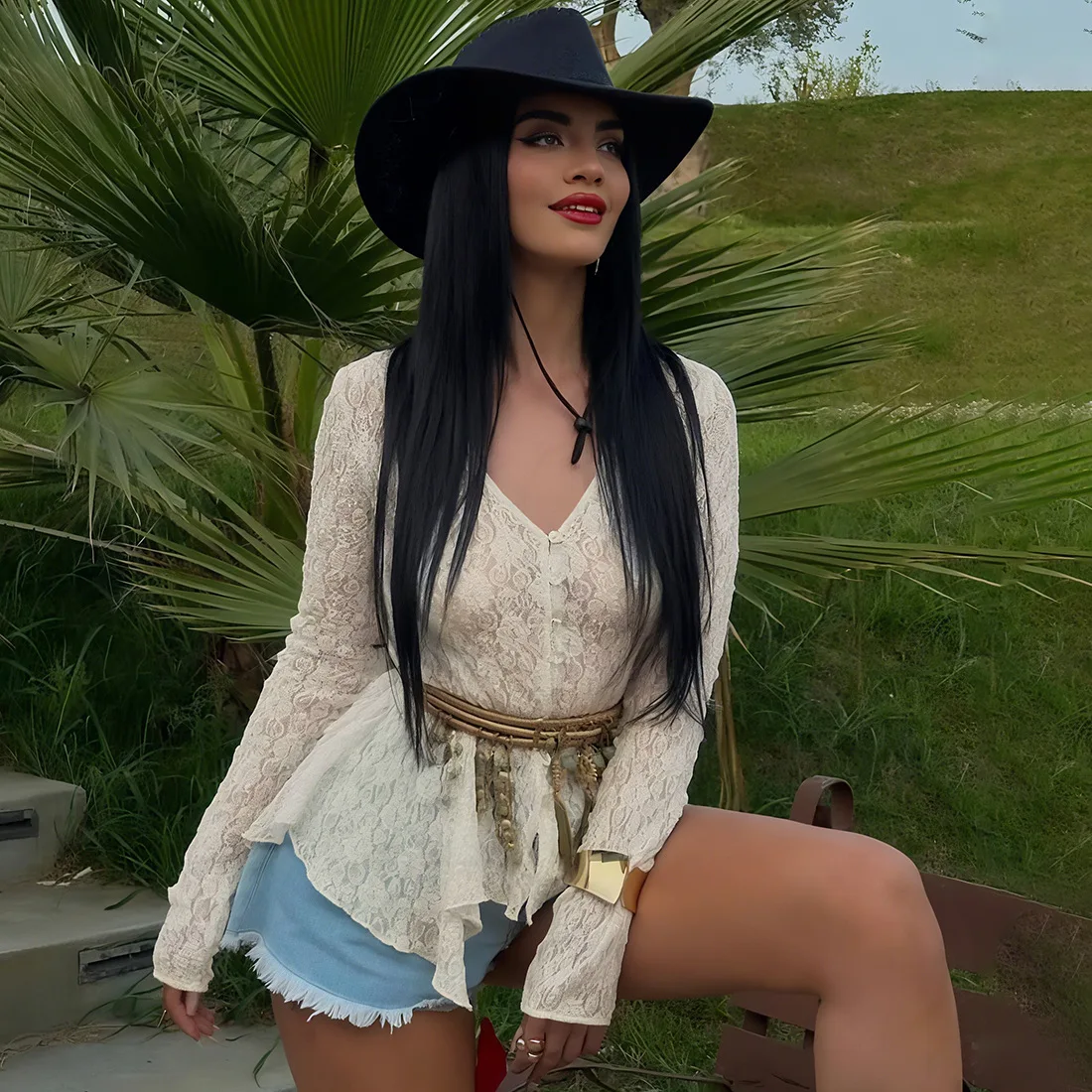 المرأة سترة تي شيرت الخريف الربيع بلون مثير الجوف خارج غير النظامية هيم الدانتيل معطف بأكمام طويلة الزي لفتاة عادية