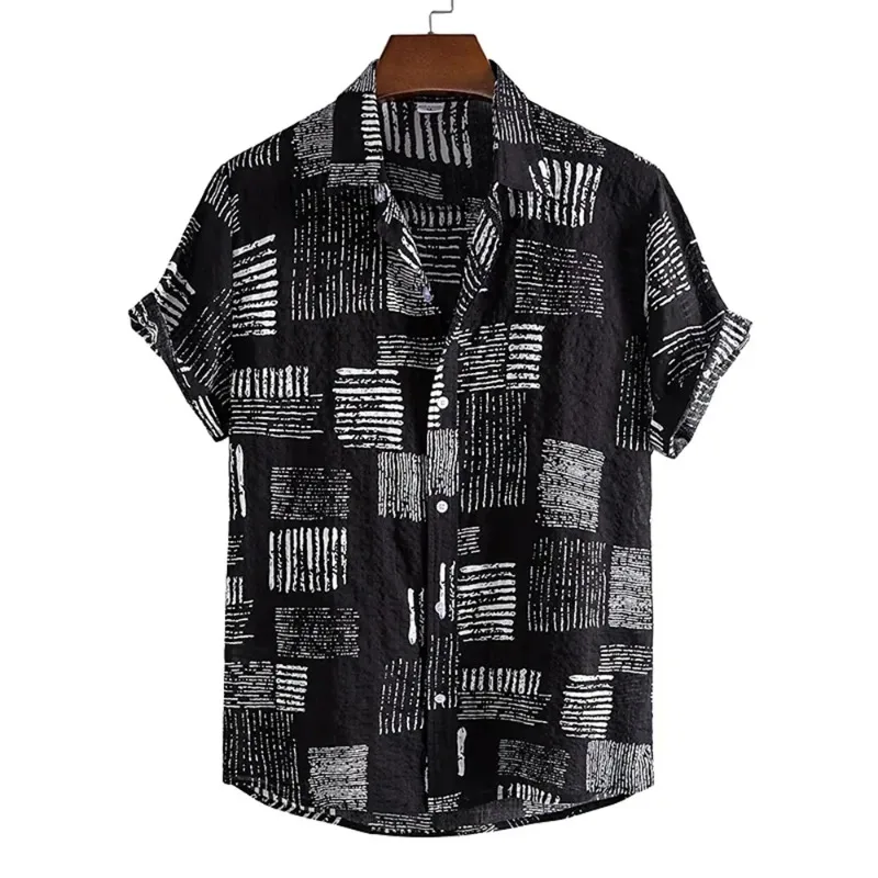

Daily Outdoor Street Style Short Sleeve Vintage Summer Men's Shirt Striped Plaid Pattern Printing Senior Clothing Designer