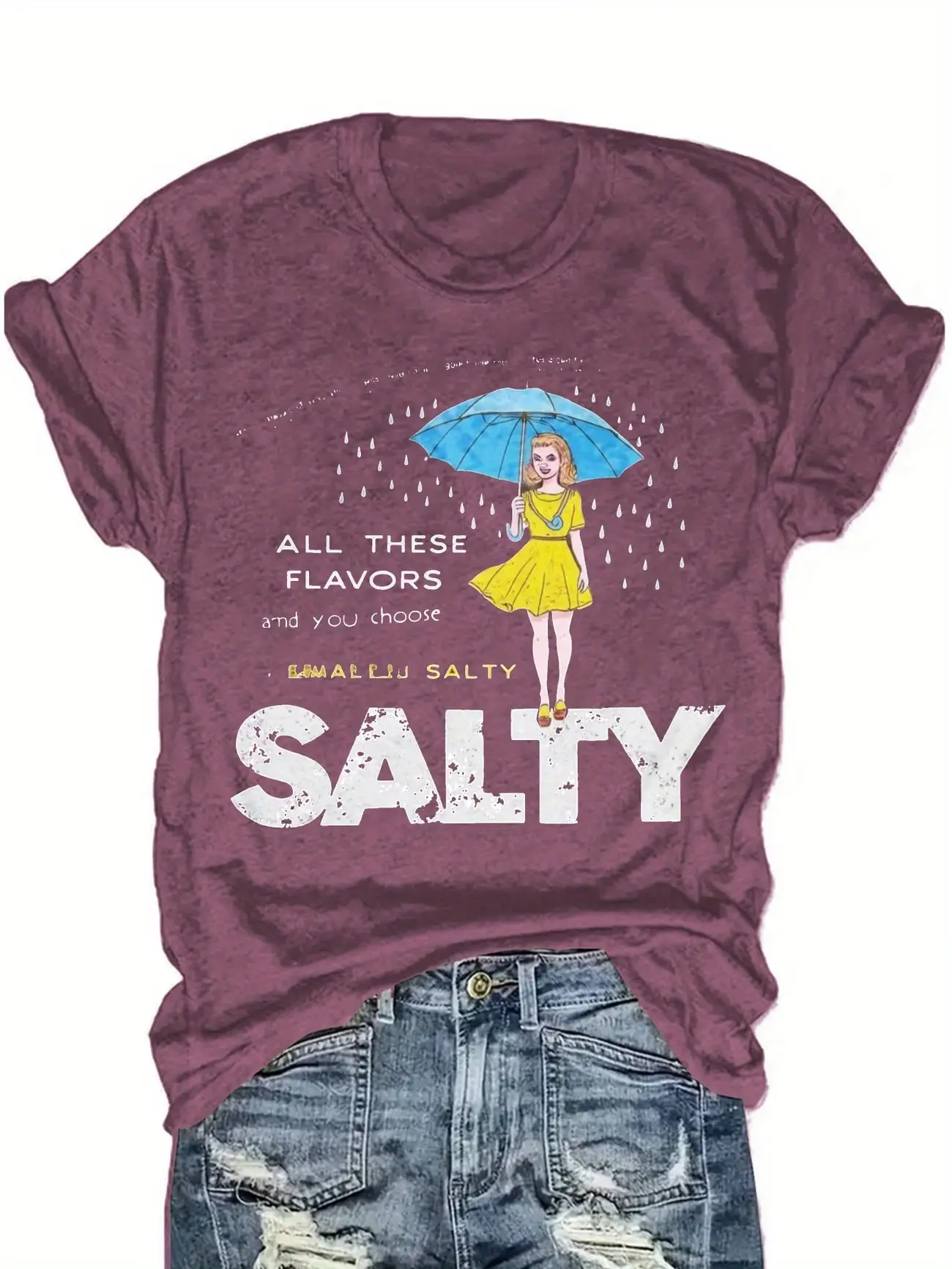 

Plus size women's short sleeve T-shirt All These Flavors Salty soft and comfortable fabric summer outfits women's clothing