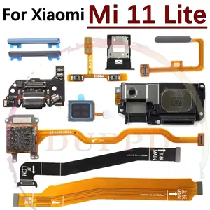 Bilashmart Earpiece LoudSpeaker Charging Port Board Xiaomi Mi 11 Lite 4G/5G Volume Button Fingerprint Sensor SIM Motherboard Flex Cable