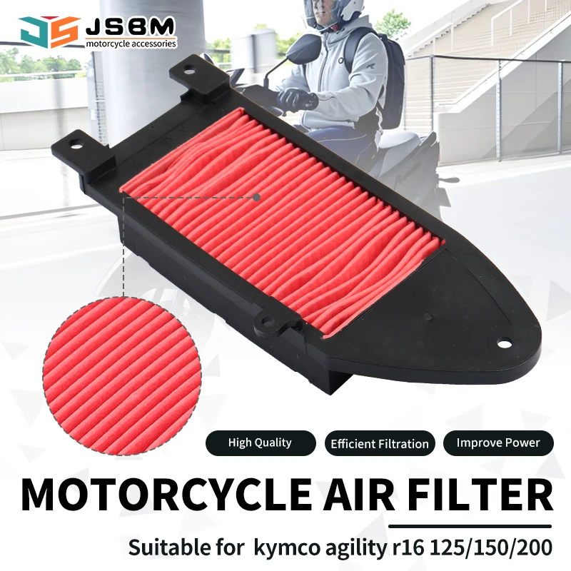JSBM Motorcycle Accessories Air Filter For Kymco 125 150 200 Agility 125 150 People 150 200i Super 00162377 1723C-KHB4-900