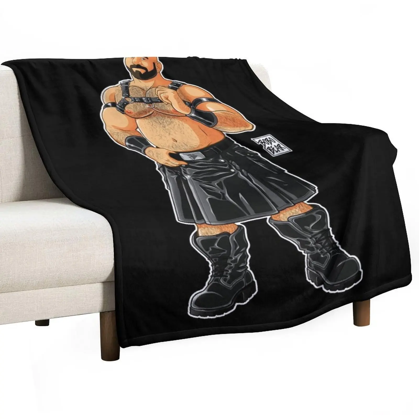 

JIM LIKES LEATHER KILTS Throw Blanket Retros Giant Sofa Bed Blankets Sofas Of Decoration Blankets