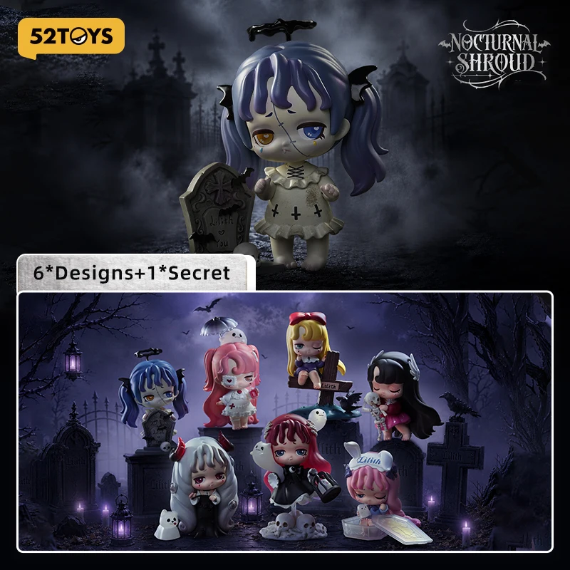 Caja Sorpresa 52TOYS Blind Box Lilith-Nocturnal Shroud, Figura de Acción de Anime Kawaii, Modelo de Dibujos Animados, Caja Misteriosa