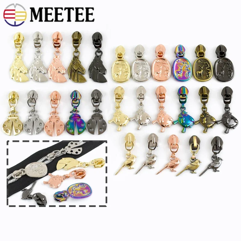 

5-50Pcs Meetee 5# Zipper Slider for Nylon Zip Tapes Animal Decoration Zippers Puller Clothes Sewing Zips Closure Repair Kit