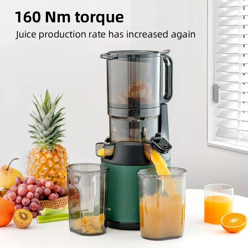 Juicer lambat, mesin pemisah residu rumah tangga kaliber besar ekstraktor jus buah dan sayuran otomatis penuh 220V