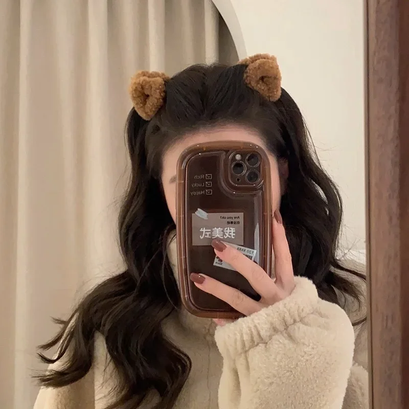 Plush Cat Ears Hair Clips For Women Girls Lamb Cashmere Hairpin Forehead Bangs Clip Fluffy Children New Winter Hair Accessories