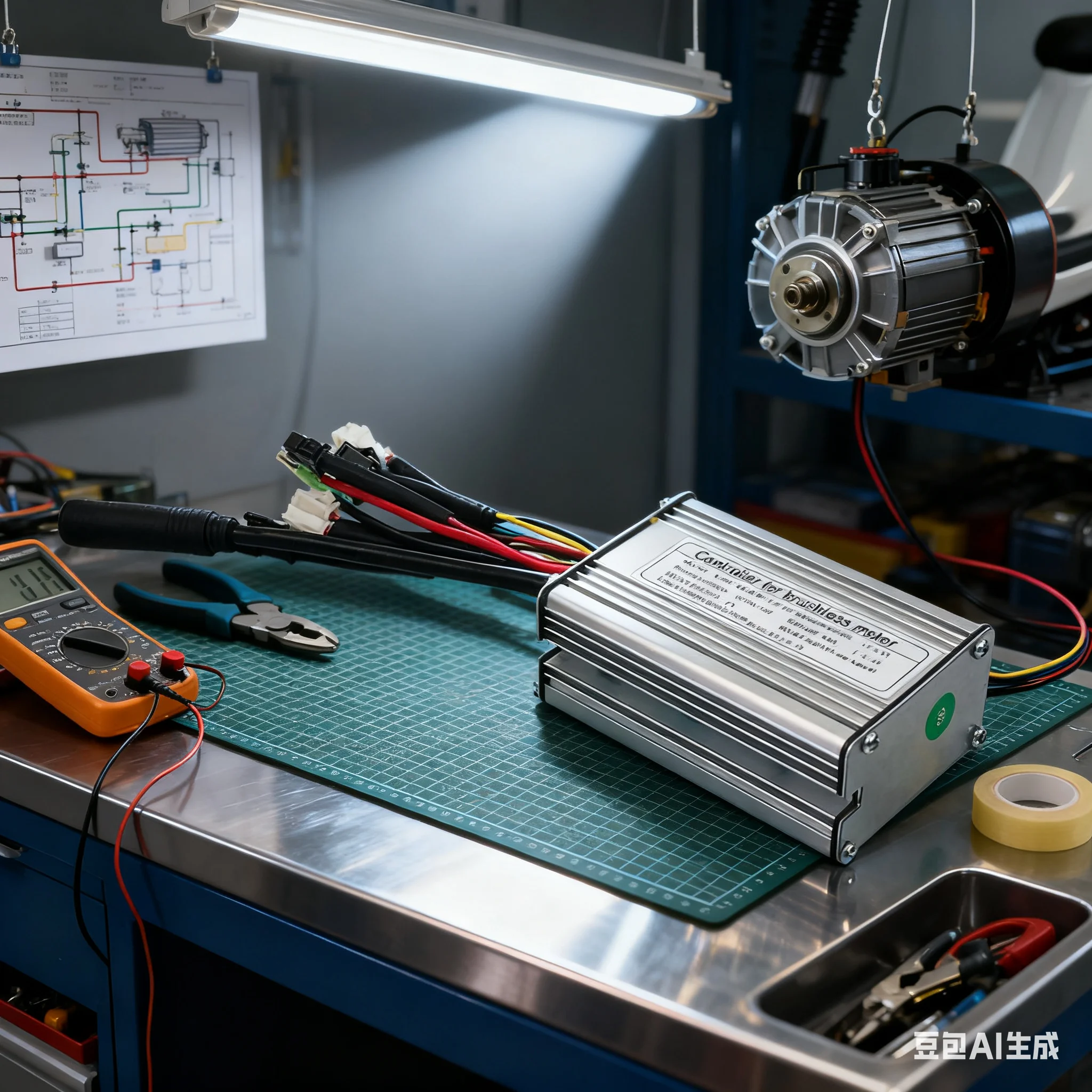

36/48VS Electric Bicycle Quare Wave Controller KT17A 6Mos Controller SM Connector For 350W Brushless With 2-head Light Wire