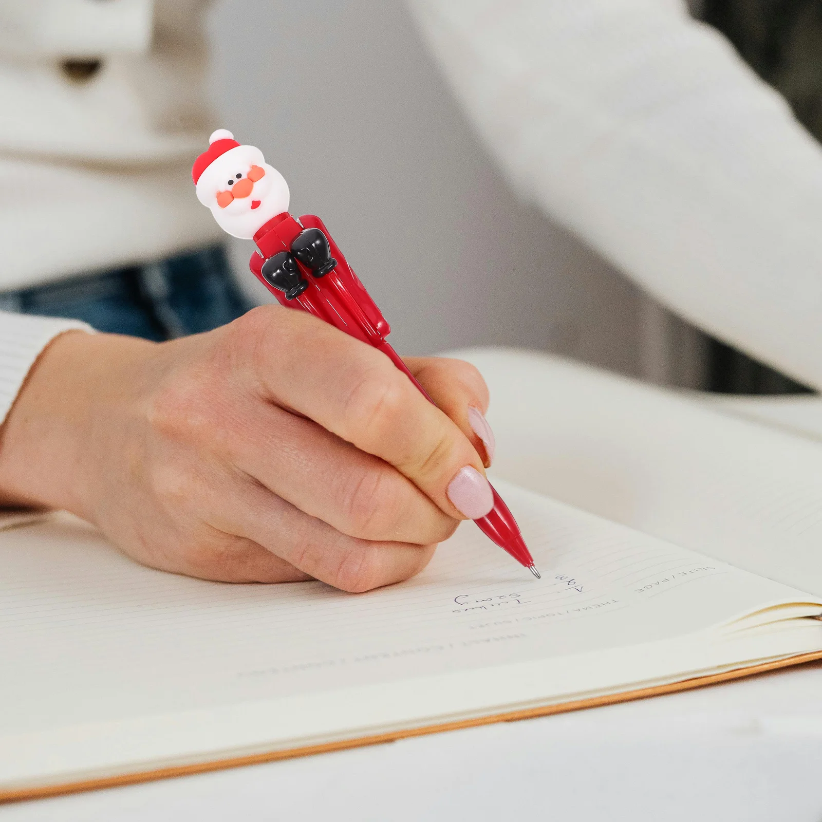 

Ручка для письма в форме Санта-Клауса, рождественские канцелярские принадлежности, выдвижные шариковые ручки, оптом для офиса, школы, журнала, планировщика, рисунка