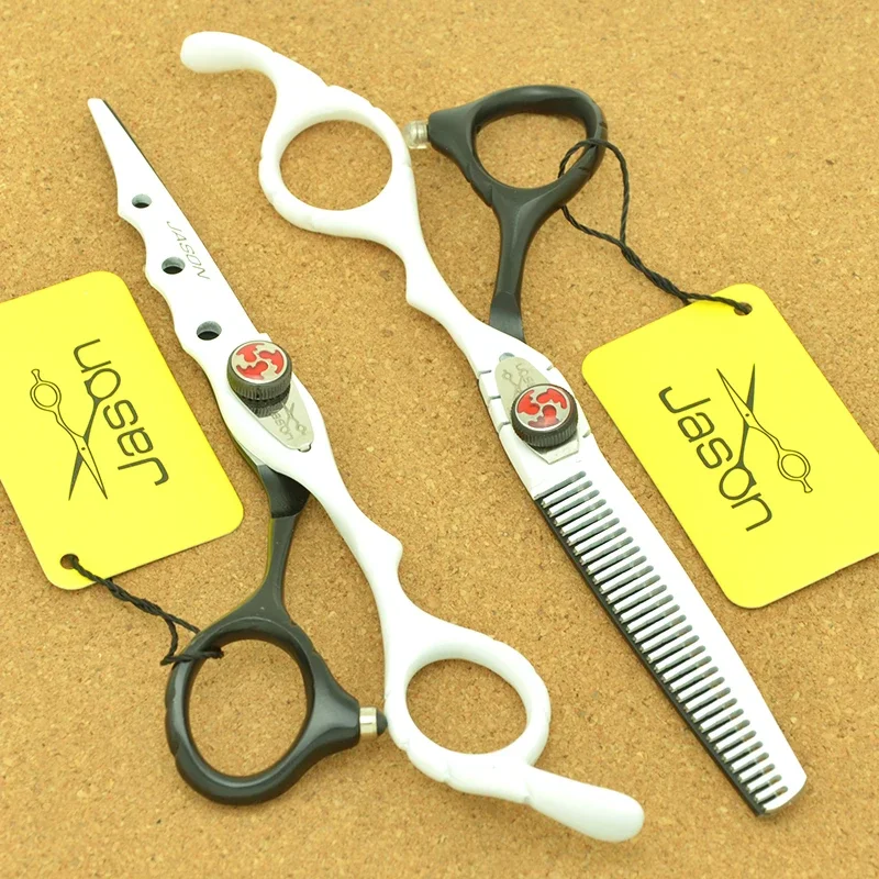 Jason 6 inch Professional Hair Cutting Scissors Set Barber Thinning Shears Hair Salon Scissors Hairdressing Styling Tool A0022D