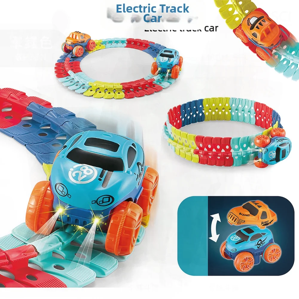 Ensemble de jouets de montagnes russes pour voiture électrique, piste assemblée Flexible pour enfants de 4 à 6 ans, Train d'éclairage intelligent avec