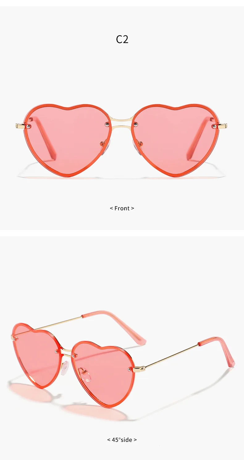 Neue Vintage Runde Sonnenbrille für Damen und Herren Marken-Sonnenbrillen Herzförmige Brillen für Männer und Frauen – Detail 7