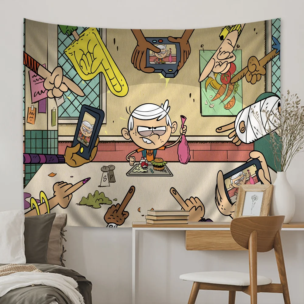 The L-loud House Tapestry Anime Tapestry Wiszące Tarot Hippie Dywaniki ścienne Dorm Wiszące prześcieradła ścienne