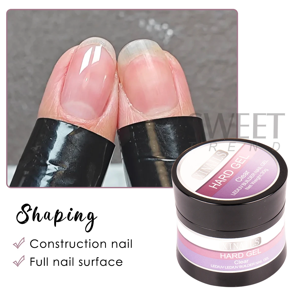 30g Estensione Rafforzamento Gel per la Costruzione delle Unghie Gelatina Trasparente Gel Duro Multifunzionale Costruzione Veloce UV Prolunga Strumenti per Manicure