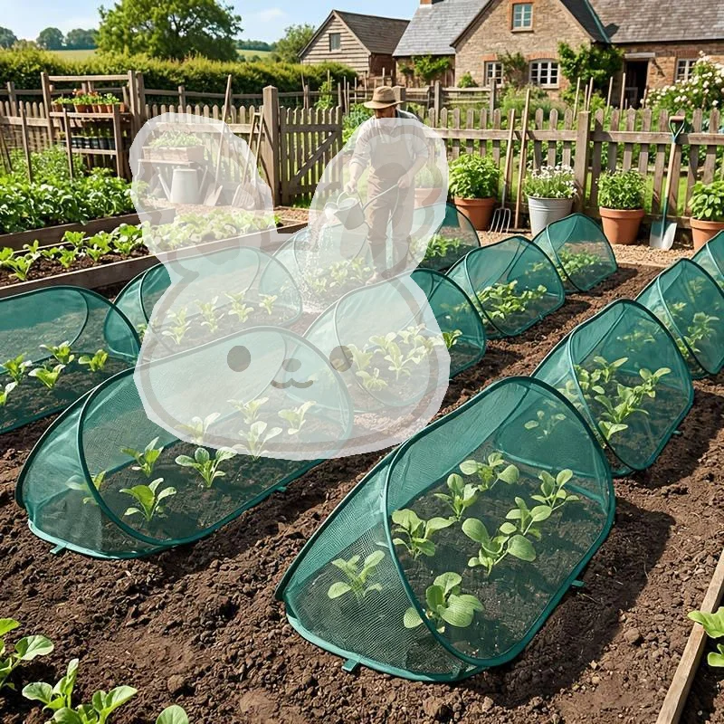 Foldable Anti-Bird Plant Protection Netting 1Pc Garden Row Cover with 8 Stakes Reusable for Balcony Potted Vegetable Herb Care