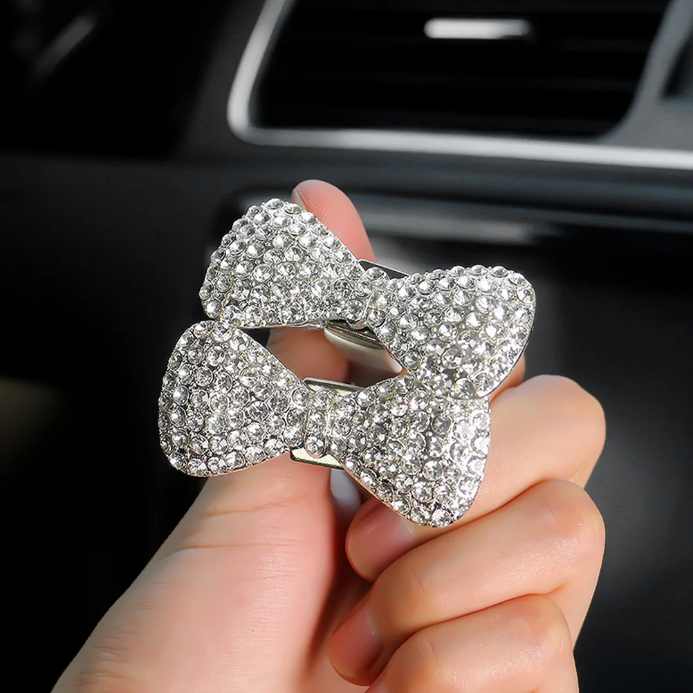 

2Pcs Car Air Vent Decoration Clips Sparkly Bow Rhinestone Car Air Vent Accessories Cute Interior Clip Ornament