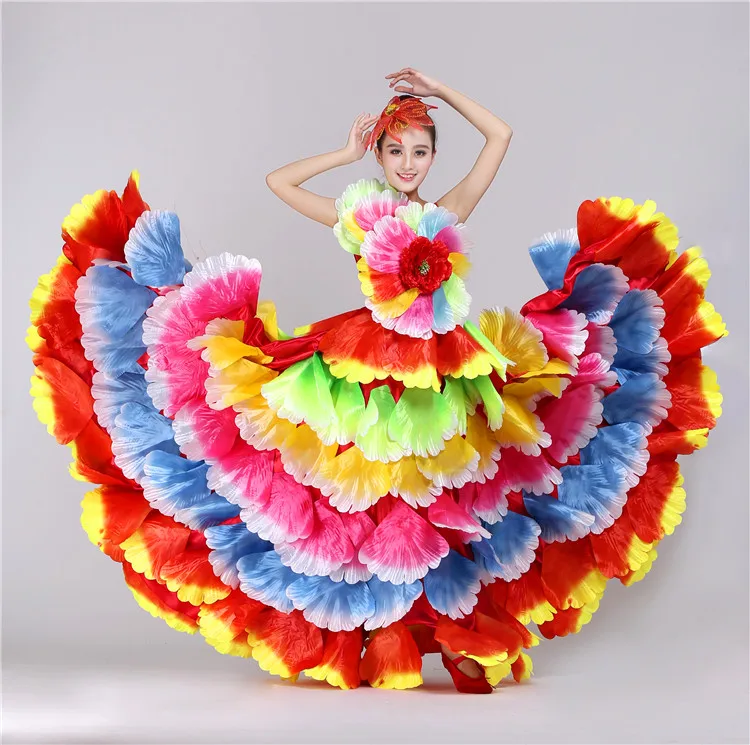 2024 Large-scale Atmospheric Opening Dance Big Swing Skirt Blooming Dance Performance Costume Female Petal Skirt Song And Dance