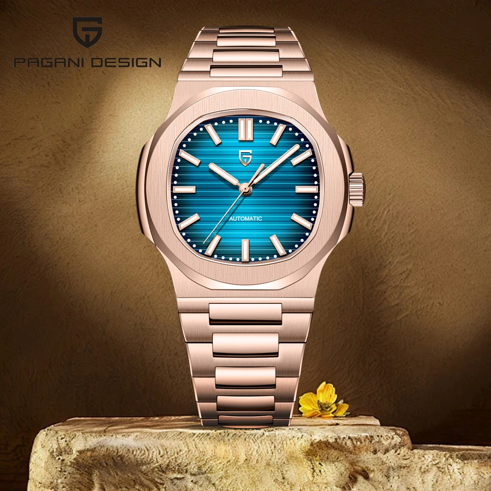 

PAGANI DESIGN Watches 2025 New Luxury Gold Blue Men's Automatic Watch AR Sapphire Crystal Mechanical Watch For Men Simple Clock
