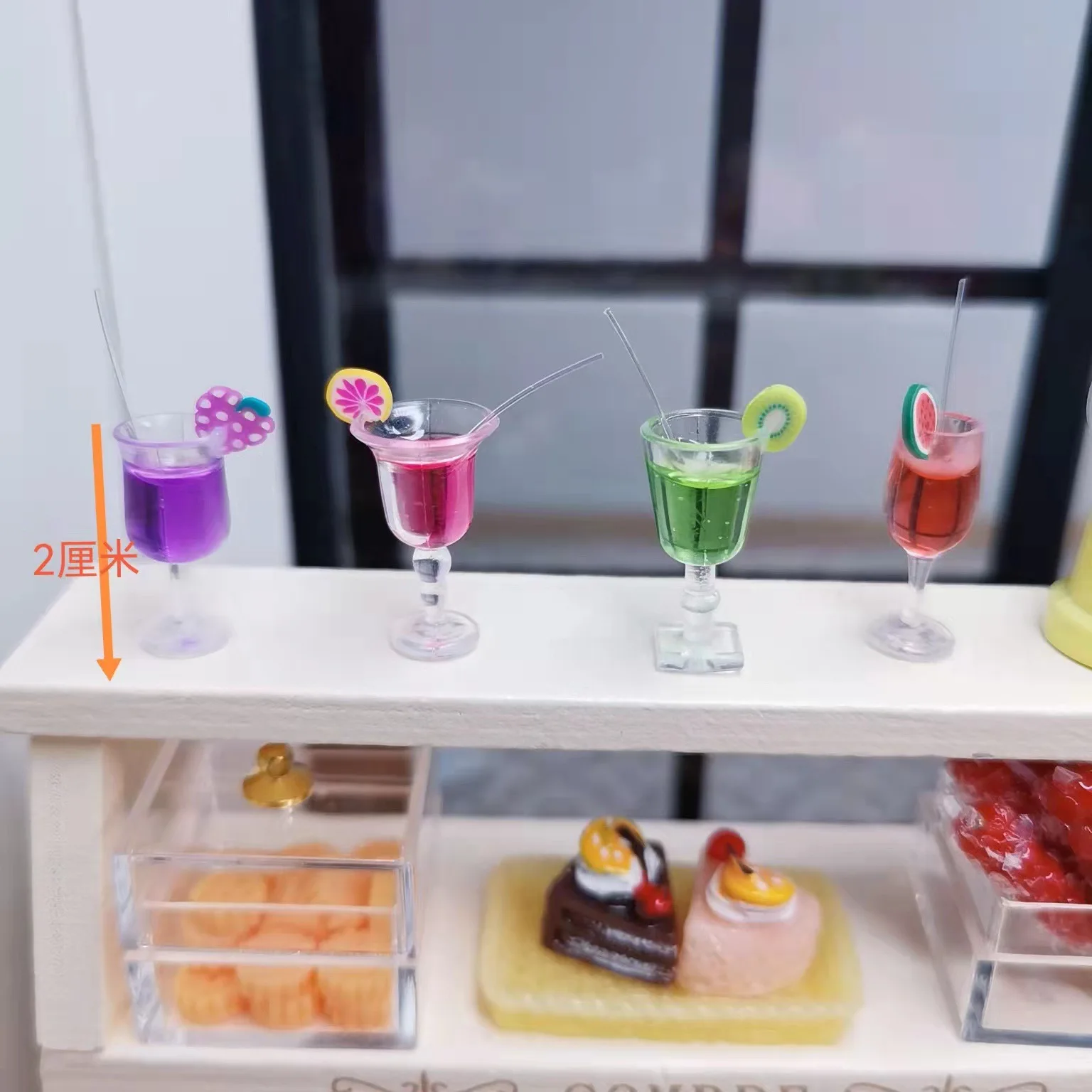 Miniature food game scene model doll house accessories simulation mini fruit juice beverage cocktail cup