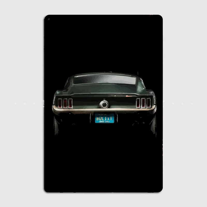 1968 Bullitt Mustang Car Premium Tail Light Classic Car Metal Sign Poster Garage Decoration Room Decor Car Club Tin Home Decor