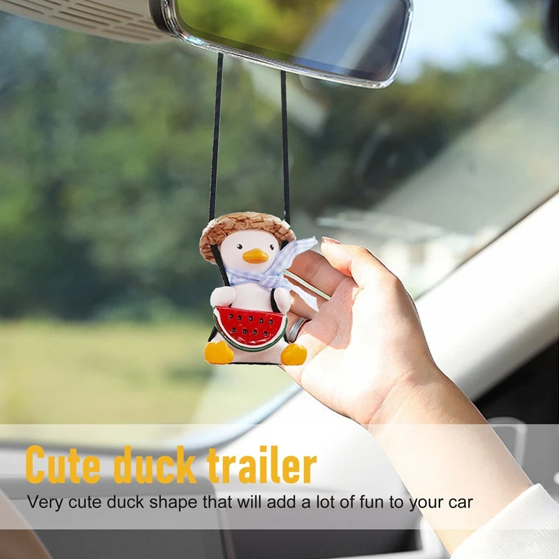 2Pcs Swinging Duck Car Hanging Ornament Swing Duck Car Mirror Cute Anime Car Accessories Car Decoration Ornament Gift