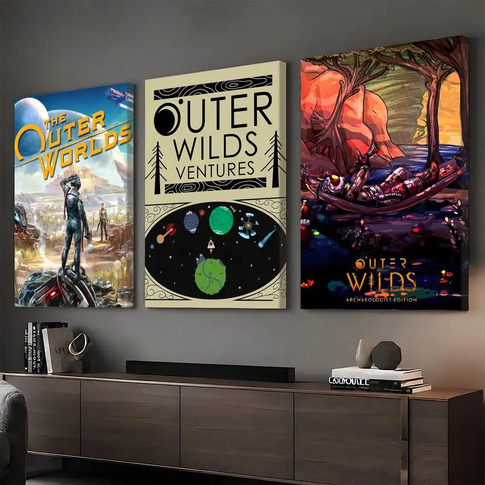 O-Outer Wilds Game Painting Calligraphy HD Canvas Print Poster Wall Art | Optional Frame | Modern Hallway Decor