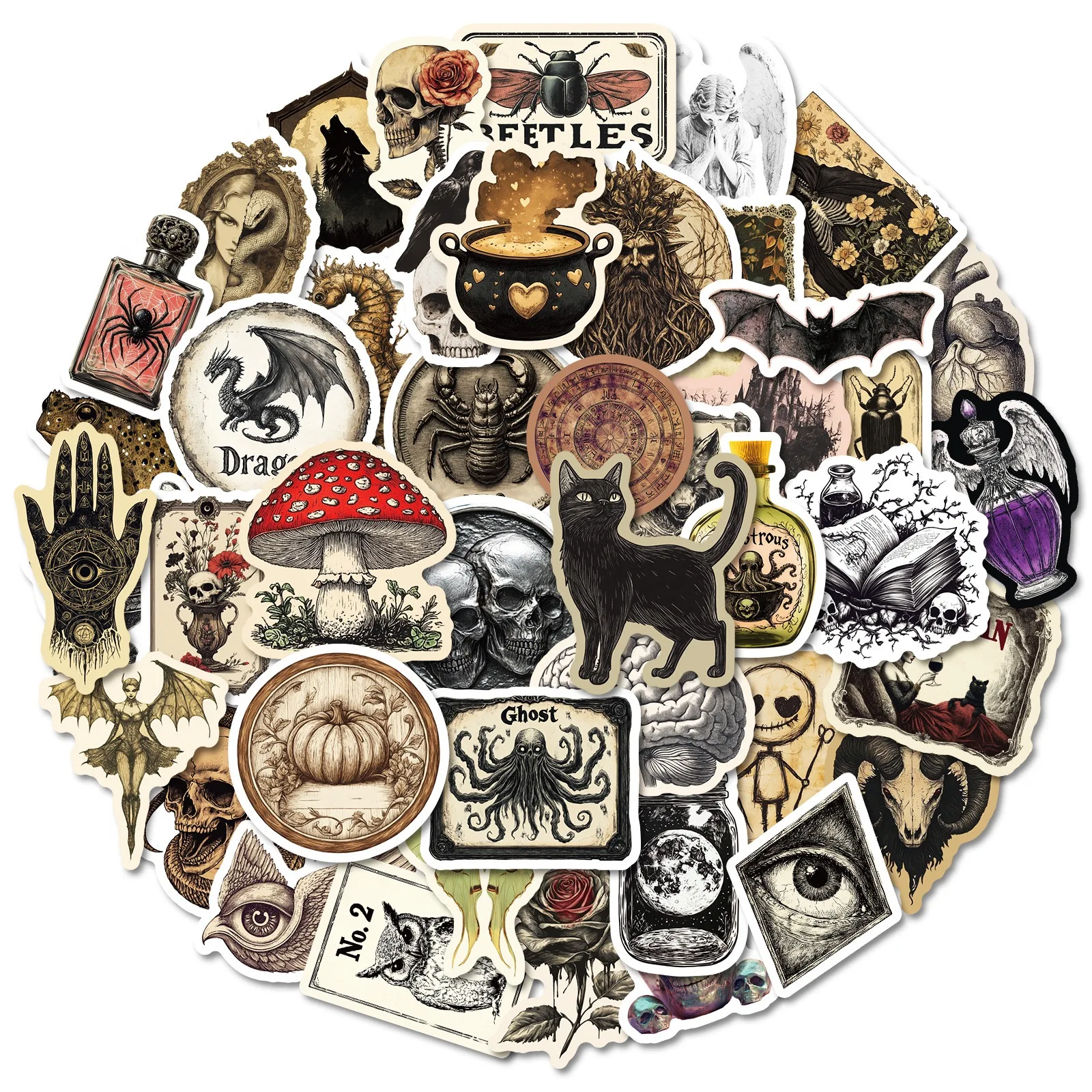 50Pcs Gothic Pharmacist Potion Bottle Stickers DIY Stickers Scrapbooking Phone Luggage Skateboard Decorative Waterproof Decals