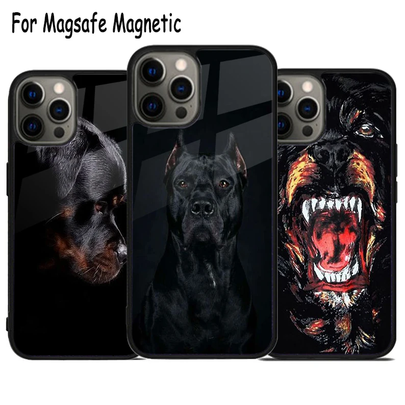 Rottweiler Dog Wireless Charge Magsafe Phone Case For iPhone 15 16 14 13 11 12 Pro Max Plus Magnetic Bumper Cover