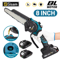 Gisam 8 Inch Brushless Chain Saw Cordless Electric Saw Woodworking Garden Pruning Chainsaw Power Tool For Makita 18V Battery Pin