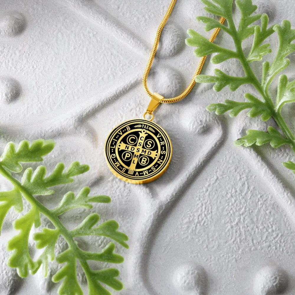 Stainless Steel Saint Benedict Medal Necklace