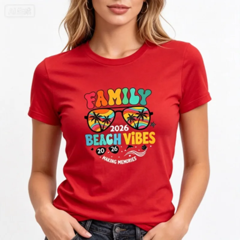 2026 Family Vacation Trendy Tees Making Memories Together O Neck Short Sleeve Summer Fashion Family Matching Tees for Unisex