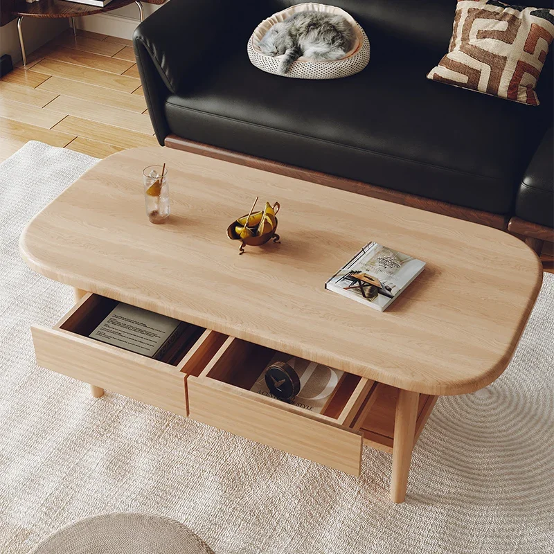 Modern Durable Build Center Table with Drawers Compact Size Floor Standing Sturdy Construction High Weight Capacity