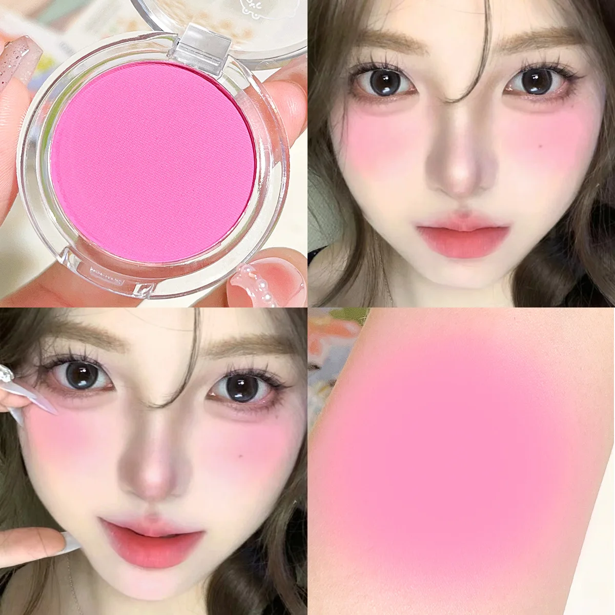 Face Blusher Matte Natural Cheek Tint Brighten Face Waterproof Face Contouring Cosmetics Blush Powder Soft Female Makeup 1pcs