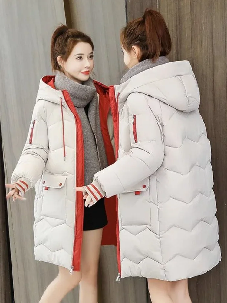 Cappotto invernale donna piumino addensato di media lunghezza cappotti moda coreana parka caldo capispalla con cappuccio da donna abbigliamento donna