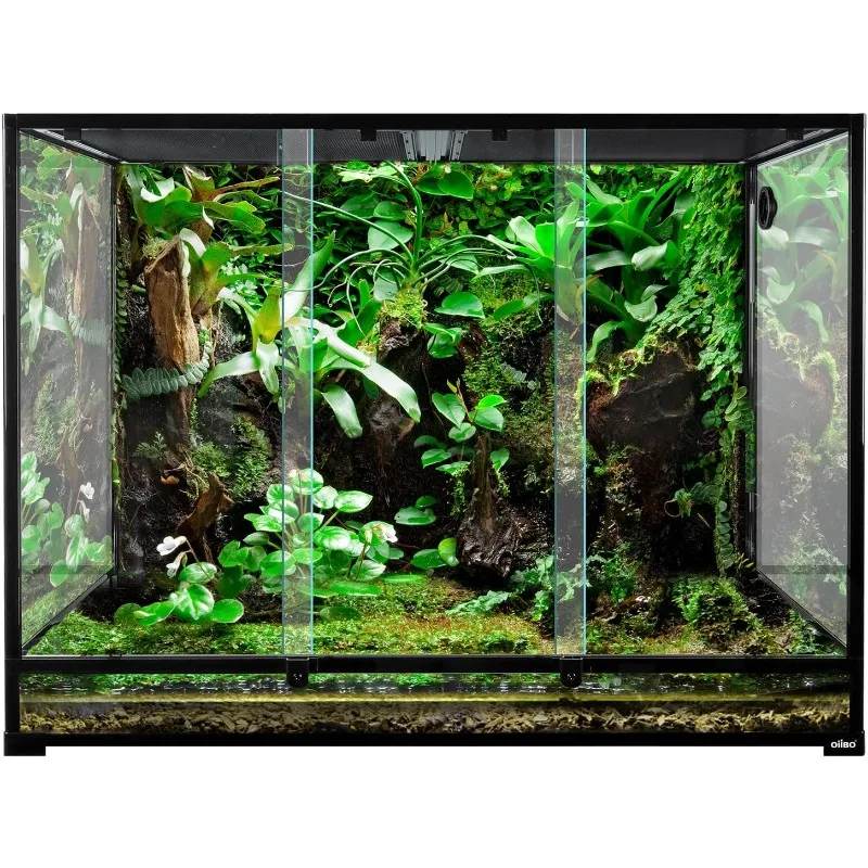 

Terrarium, 48" x 24" x 36" Tall & Wide Reptile Tank Front Opening Terrarium Tank with Doubl