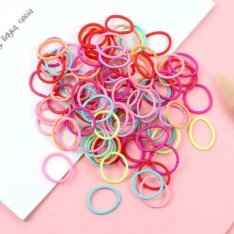 100PCS/Set Girls Colorful Hair Ring Children Ponytail Elastic Rubber Band Hair Band Hair Accessories Girl Headband Headdress Set