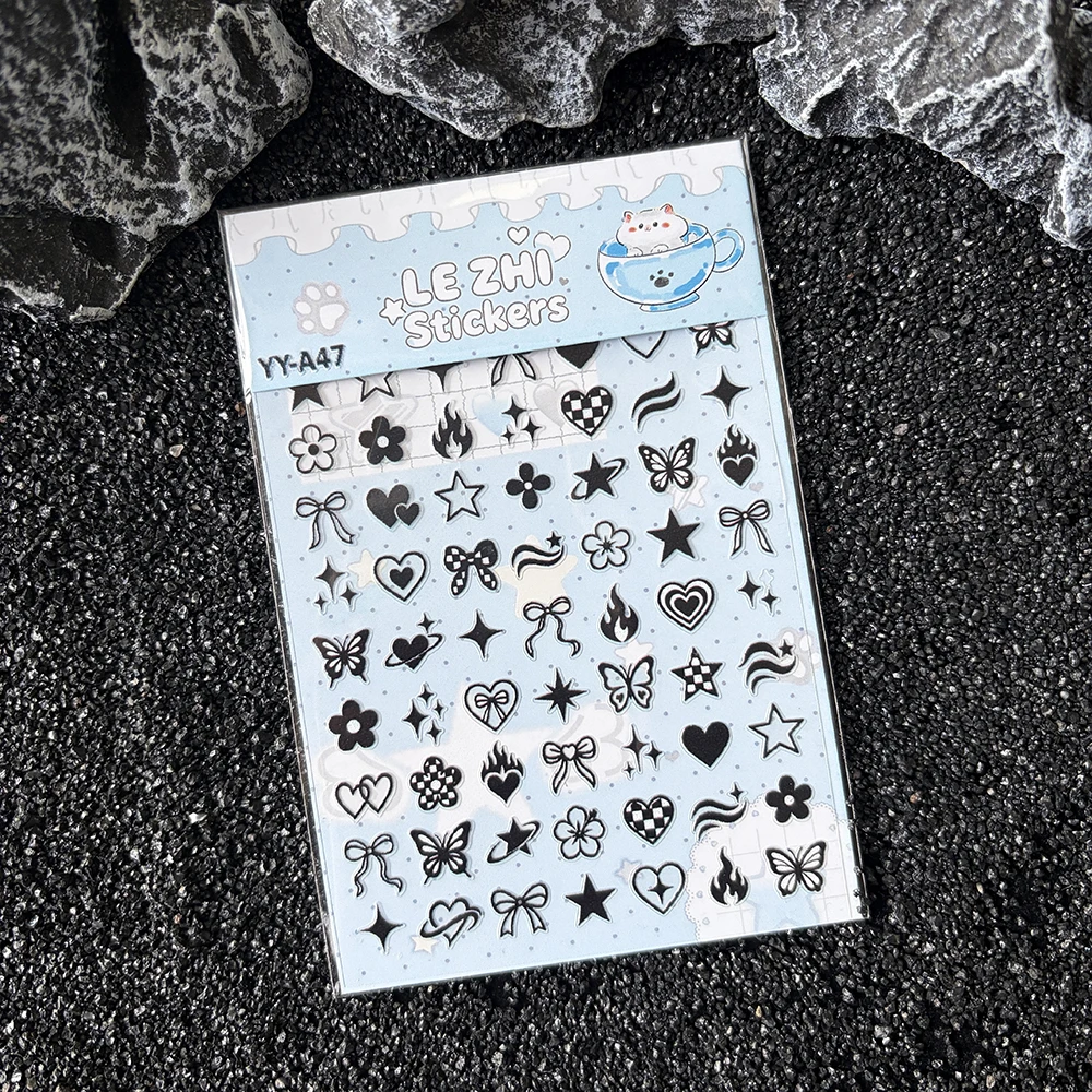 2026 LEZHI 3D Embossed Nail Art Stickers Bow Star Butterfly Leopard Plaid Celestial Y2K Self Adhesive Nail Decals Manicure Decor
