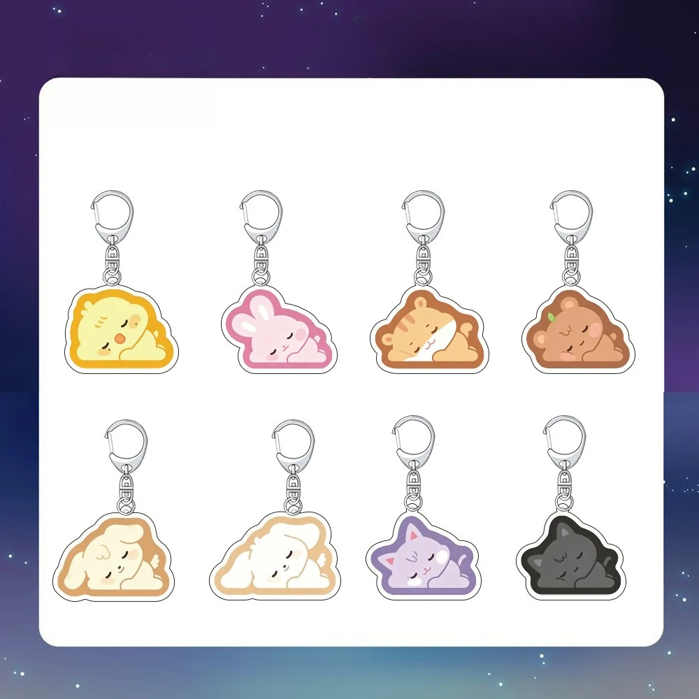 New Male Singing Cartoon Keychain Holder Car Bag Woman Man Kawaii Fashion Acrylic Key Chain Fan Gift Jewelry Accessories