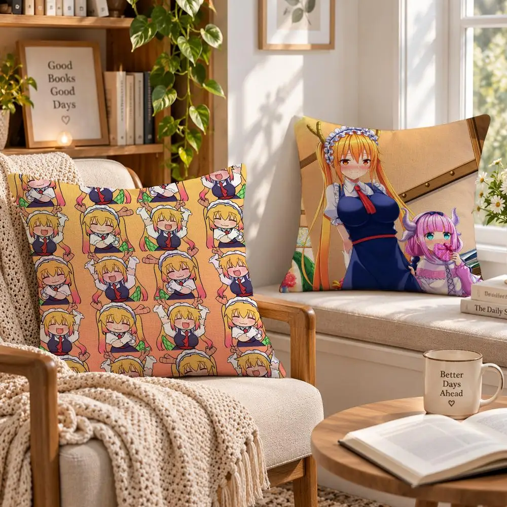 Anime Comedy M-Miss Kobayashi's Dragon Maid Cushion Cover Soft Short Cover Washable Sofa Bed Dorm Garden Home Office Chair Decor