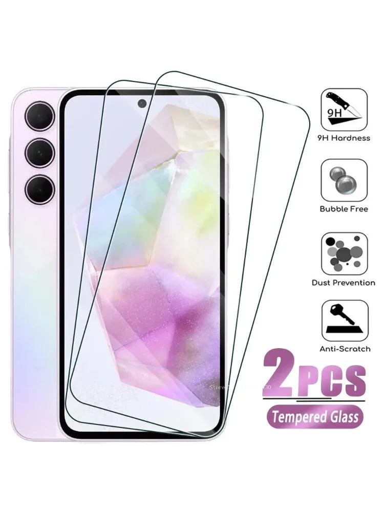 2 pçs vidro temperado para samsung galaxy a13 a55 a35 a25 a15 a53 a73 protetor de tela para galaxy
