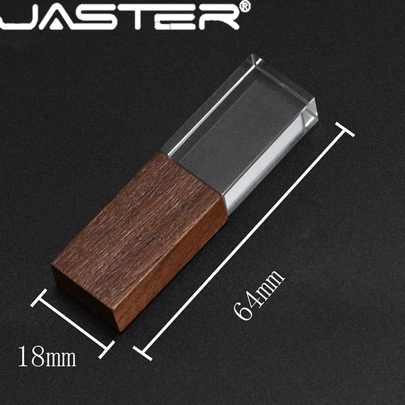 JASTER 10 PCS LOT Crystal wooden box Maple USB flash drive Free custom logo cute memoria stick Wood Pen drive 32GB 64GB 128GB