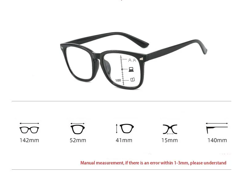 Progressive Multifokale Anti-Blaulicht-Lesebrille mit Fern- und Nahsichtfunktion Brillengestelle für Männer und Frauen – Detail 3