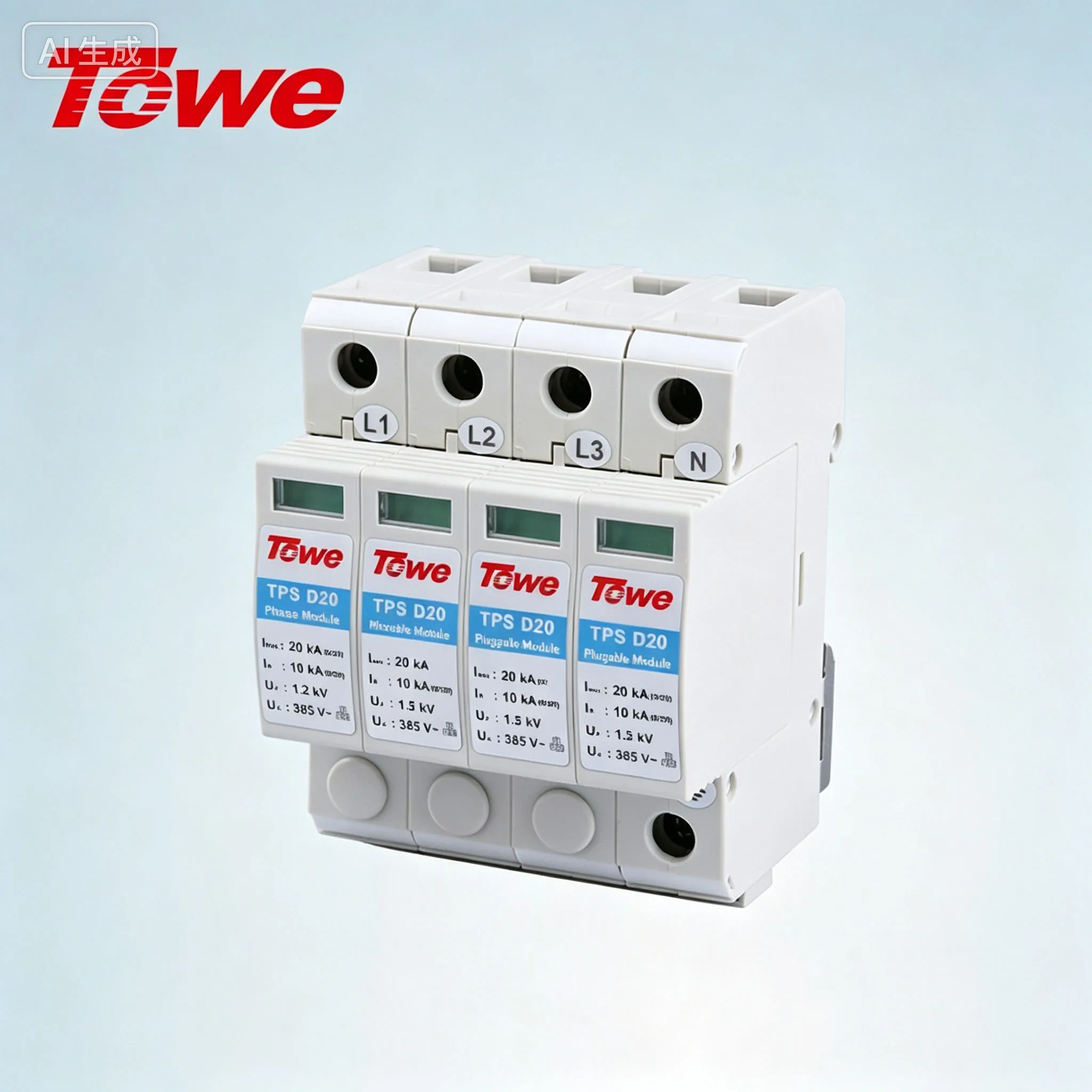 Towe SPD Type 3 Surge Protective Device 20kA DIN Rail Protector Arrester 275V 1P+N 2P 3P 4P for House Distribution Board