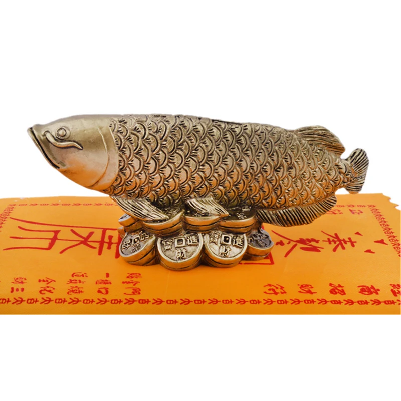 Fengshui Wealth Arowana Fish Lucky Fish Statue Figurine Decoration+Wealth Amulet D1014