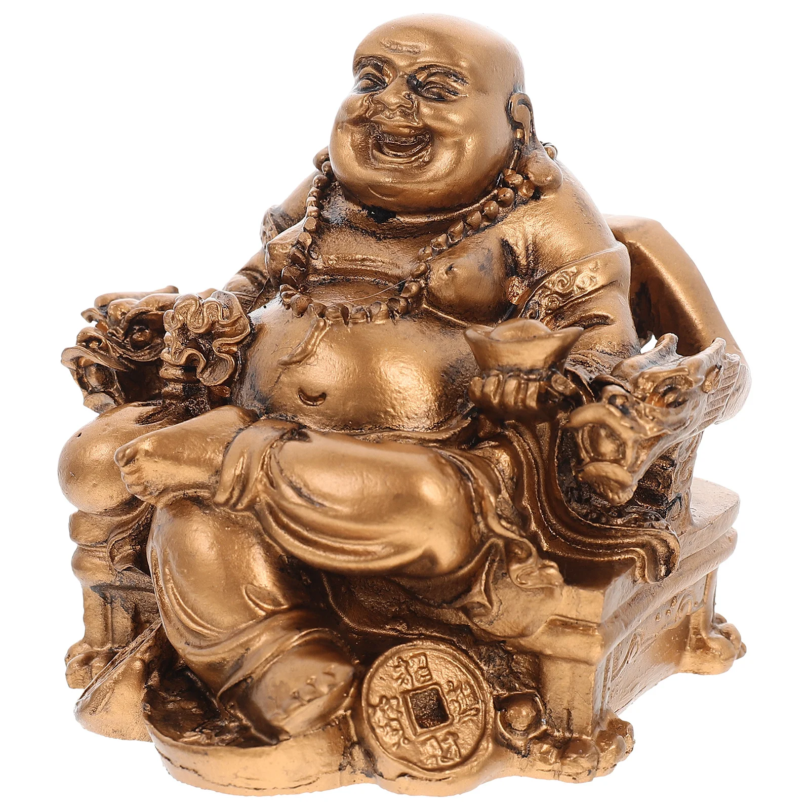 

Resin Buddha Statue Maitreya Sitting Dragon Chair Home Decoration Resin Craft Adorn Meditation Room Office Sculpture Artware