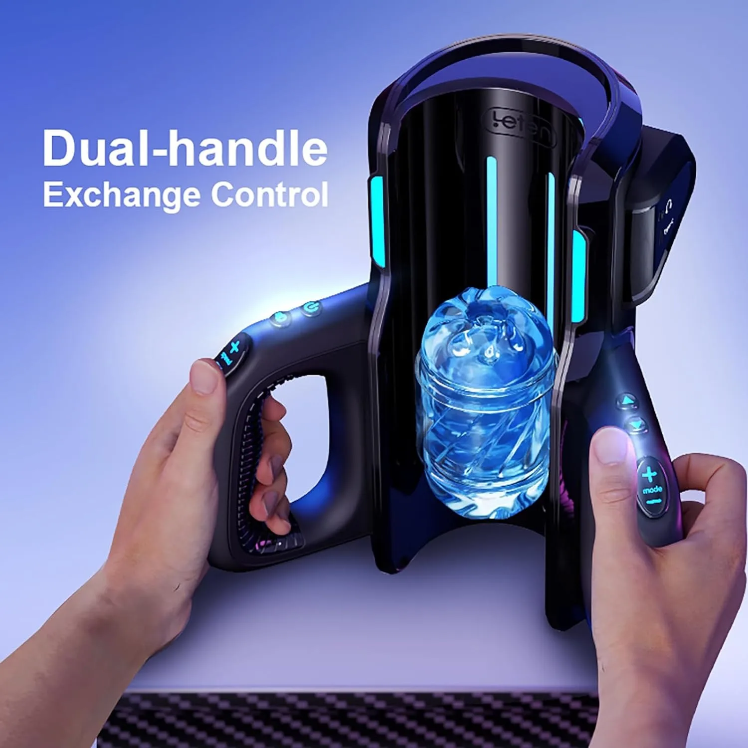 Dual Handles Leten King Sex Machine Electric Thrusting Male Masturbator Orgasm Adult Toys 2 Soft Sleeve Voice Penis Stimulator