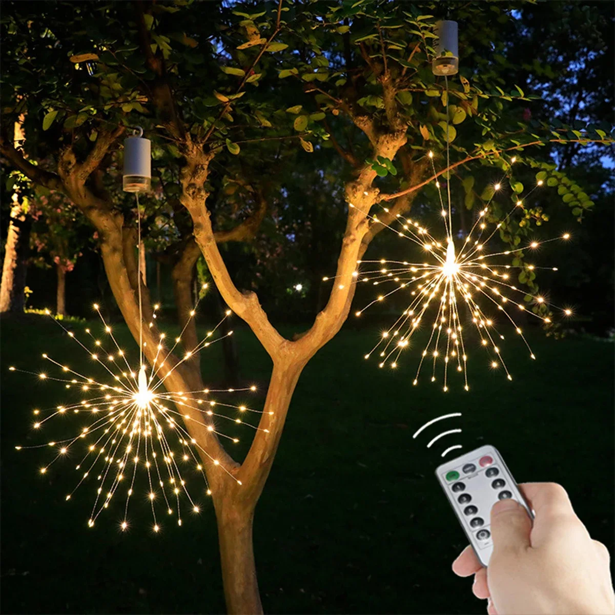 Lampu kembang api Dandelion lampu Led Festoon, lampu Natal pencahayaan lanskap liburan 8 Mode Remote Control