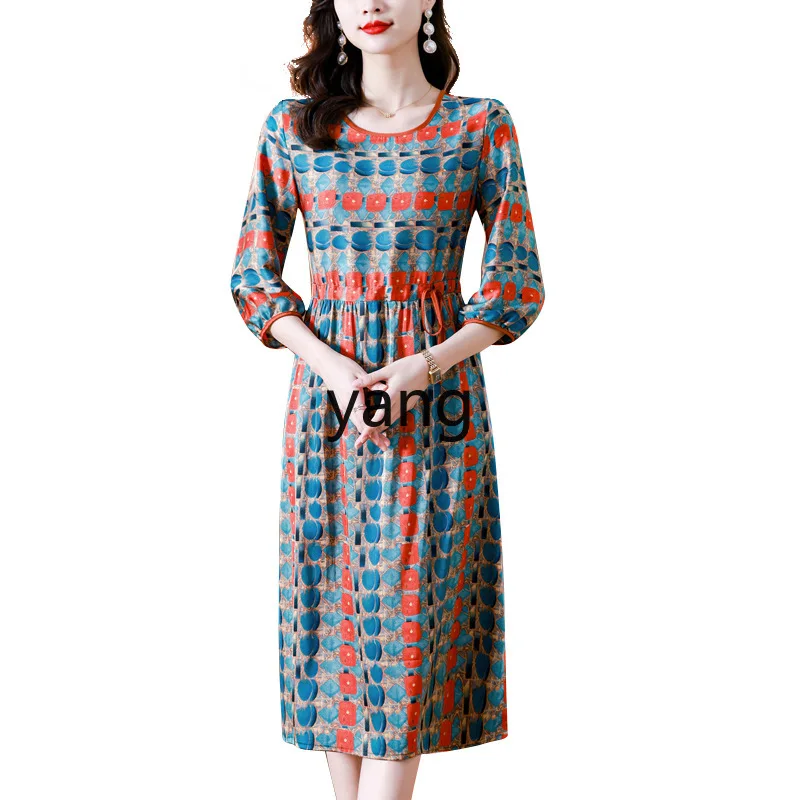 

LMM silk dress new round neck silk mulberry silk women's clothing fragrant cloud yarn summer