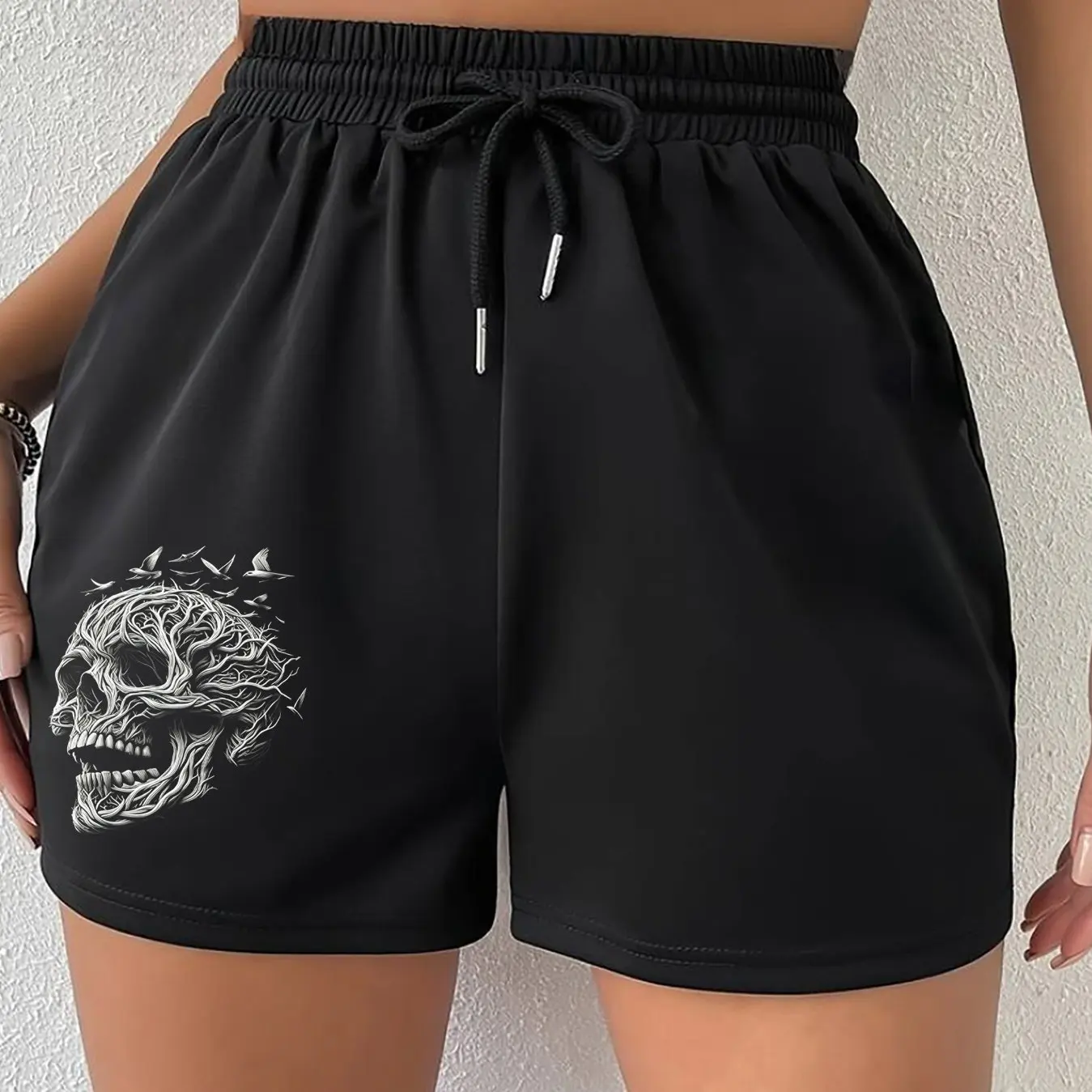 

2026 Women's Summer Casual Shorts Skull Print Loose Fit Stylish and Versatile Suitable for Gym and Lounge Wear