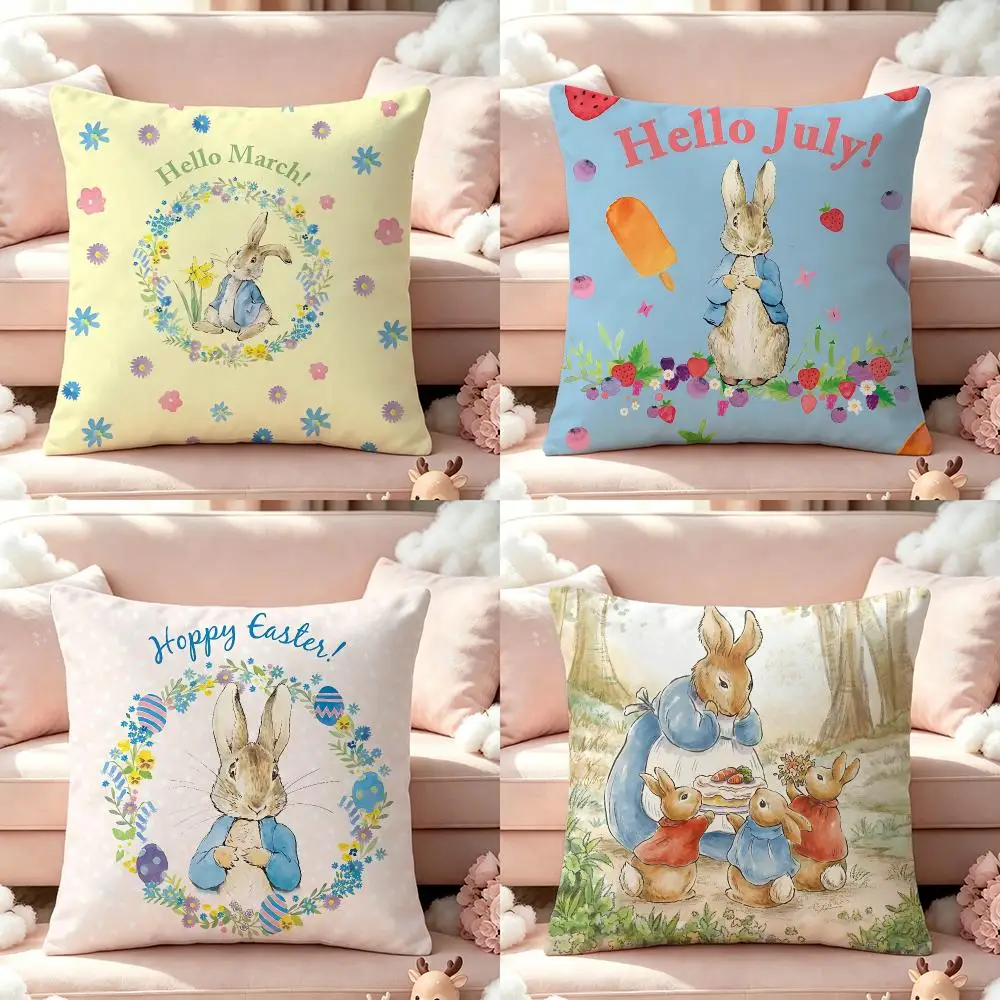 Cartoon IP Peter‑Rabbit Cushion Cover Pillow Short Plush Pillow Cute Simple Style For Living Room Bedroom Birthday Gift