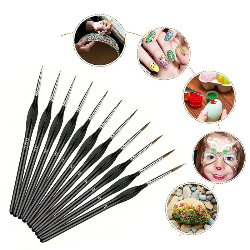 Acrylic Watercolor Oil Painting Fine Tip Paint Brush Mini Paint Brush Set For Craft Models Line Drawing Detail Paint Brush Set